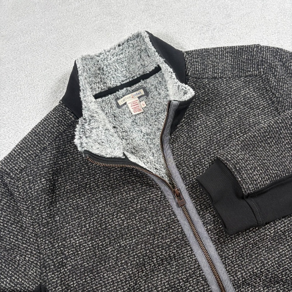 Carbon2Cobalt Jacket Mens Large Gray Stretch Sherpa Lined Outdoor Full Zip
